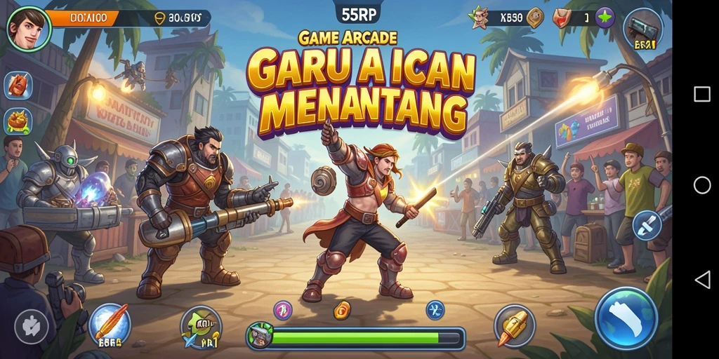 Screenshot 55RP menampilkan aksi seru dalam gameplay Arcade yang menarik.