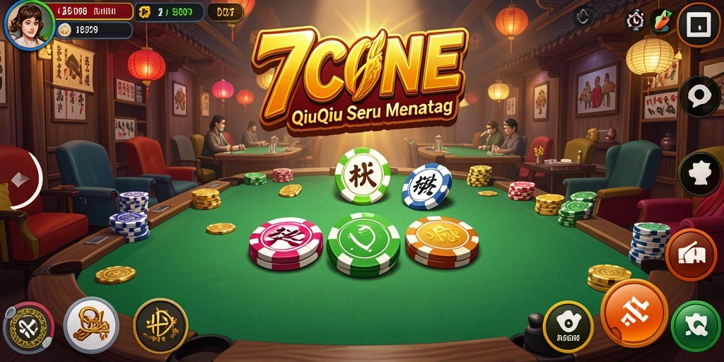 Screenshot gameplay 7CONE yang menampilkan aksi seru QiuQiu.