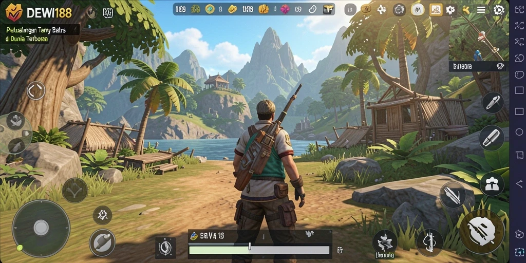 Screenshot gameplay DEWI188 yang menampilkan eksplorasi dunia terbuka.