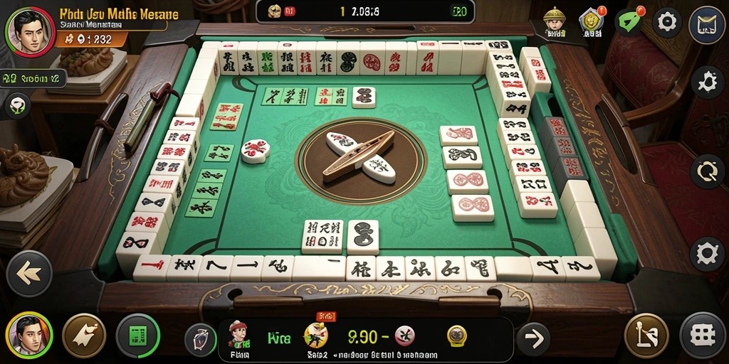 Screenshot F32 menampilkan permainan Mahjong yang seru dan interaktif.