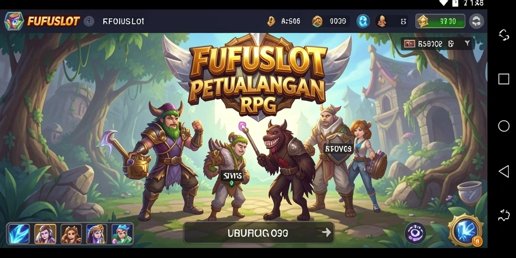 Tampilan gameplay seru dalam FUFUSLOT yang menyoroti petualangan RPG.