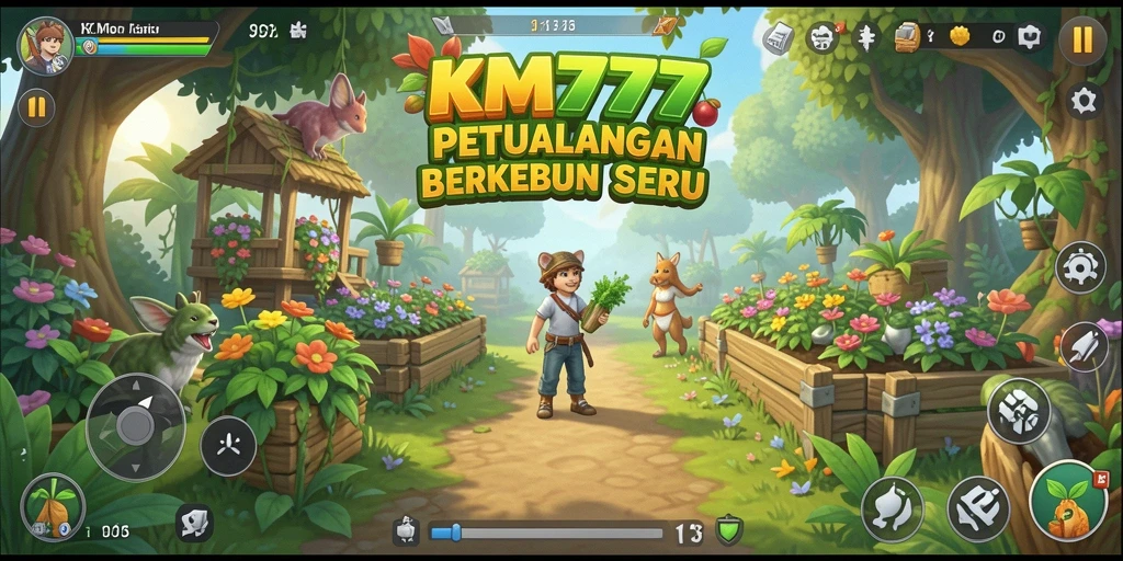 Tampilan screenshot KM777 memperlihatkan keseruan berkebun dalam permainan.