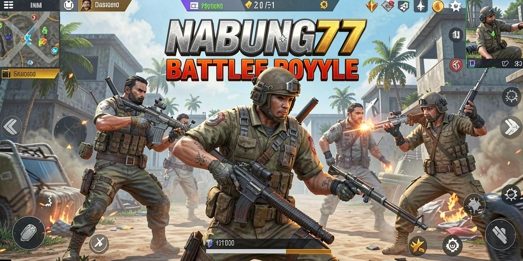 Gameplay seru di NABUNG77 dengan pertarungan epik Battle Royale.