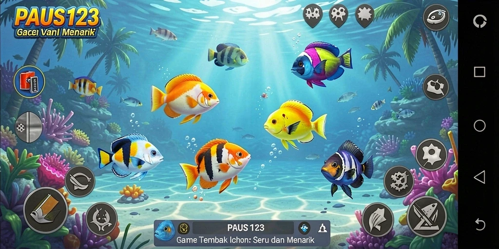 Screenshot gameplay PAUS123 dengan aksi seru Tembak Ikan.