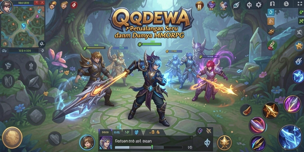 Screenshot menunjukkan aksi mendebarkan dalam gameplay MMORPG QQDEWA.
