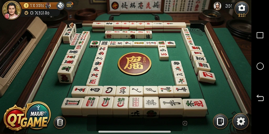 Tampilan gameplay QTGAME dengan ubin Mahjong yang menantang.