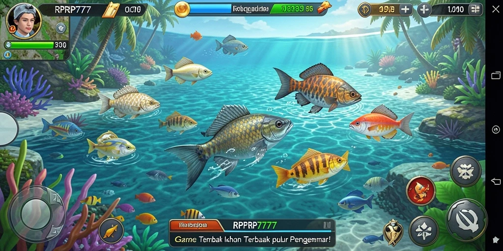 Tangkapan layar gameplay RPRP777 menampilkan aksi seru Tembak Ikan.
