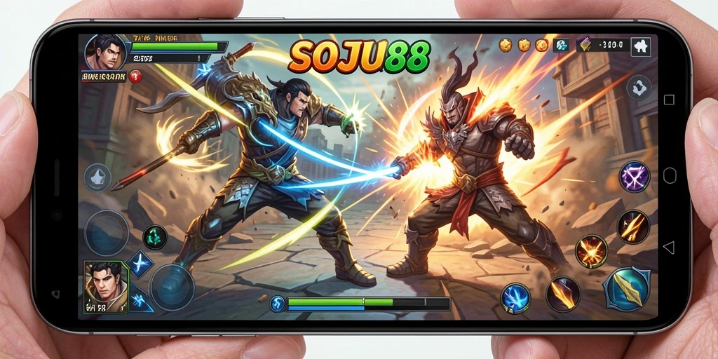 Gameplay SOJU88 yang penuh aksi dan pertarungan seru.